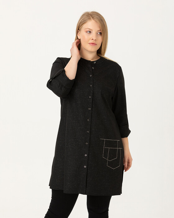 Büyük Beden Önden Düğmeli Tunik