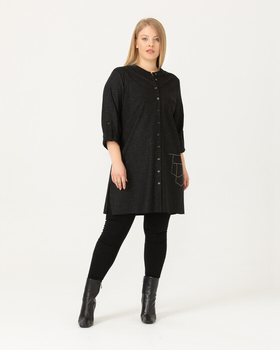 Büyük Beden Önden Düğmeli Tunik