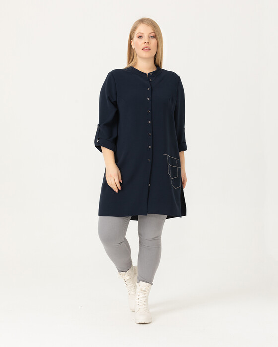 PLUS SIZE TUNIC WITH FRONT BUTTON