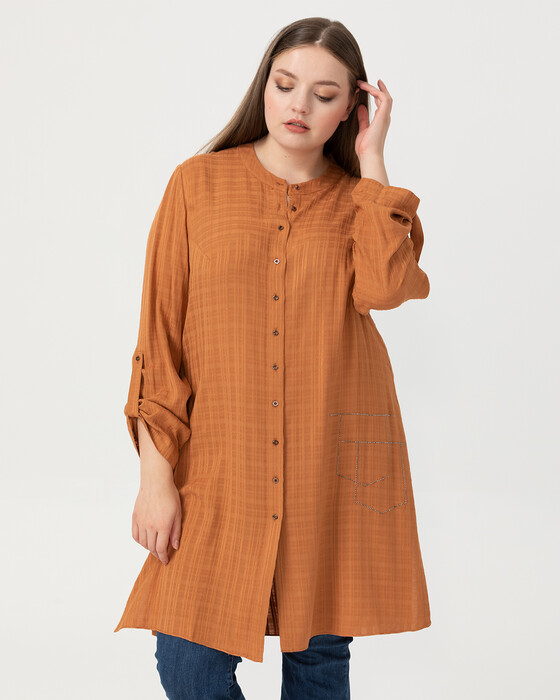 PLUS SIZE TUNIC WITH FRONT BUTTON