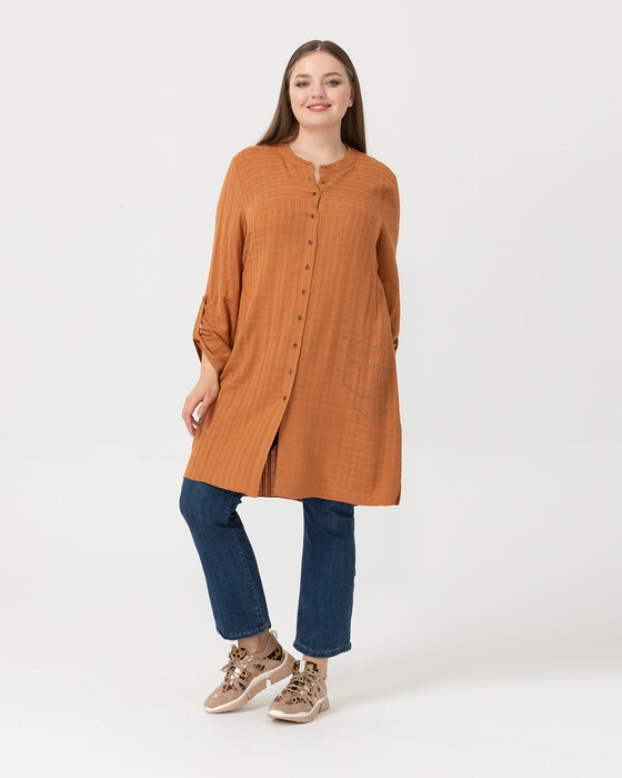 PLUS SIZE TUNIC WITH FRONT BUTTON