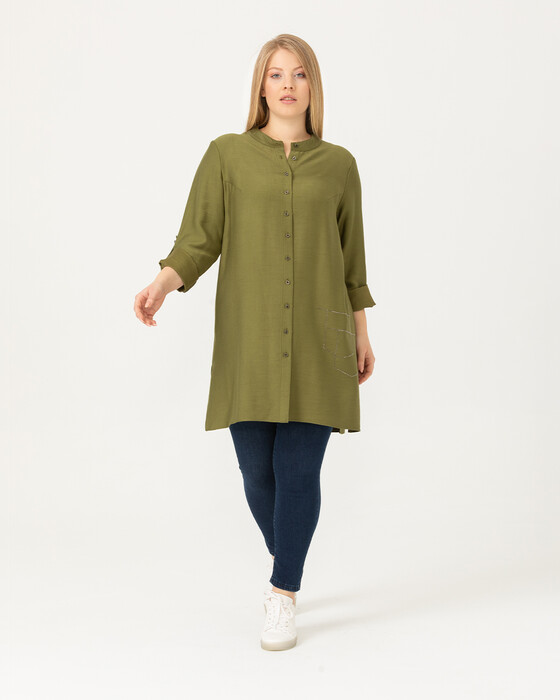 PLUS SIZE TUNIC WITH FRONT BUTTON