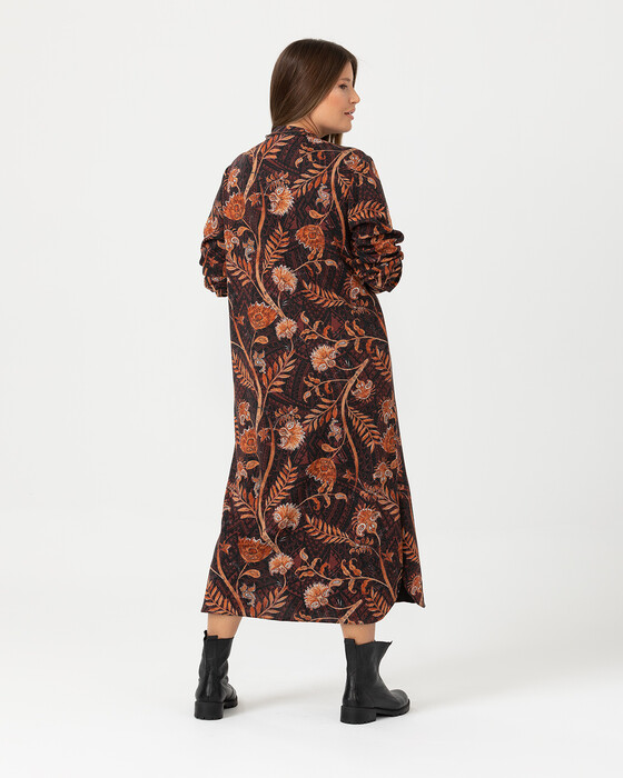 Büyük Beden Desenli Maxi Elbise