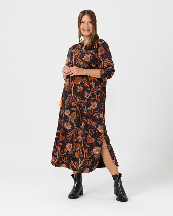 Büyük Beden Desenli Maxi Elbise