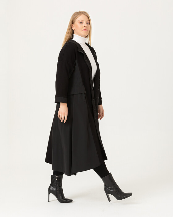 Büyük Beden Kapüşonlu Pardesü