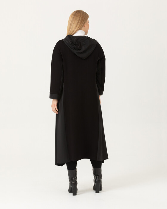 Büyük Beden Kapüşonlu Pardesü