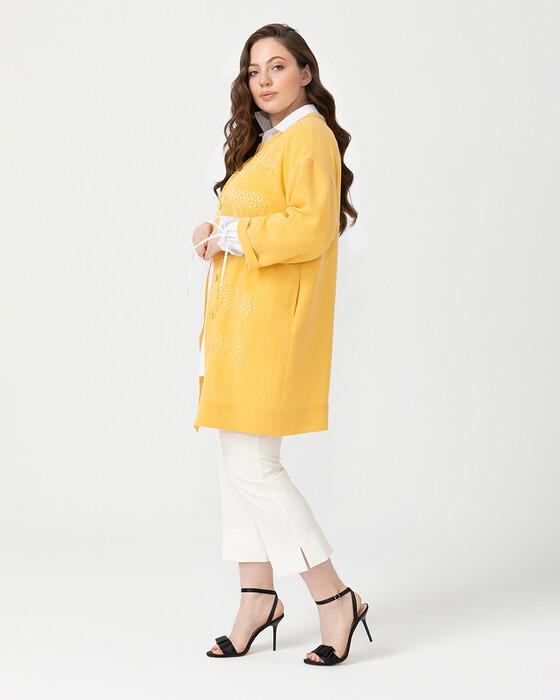 Büyük Beden Lazer Kesim Detaylı Ceket