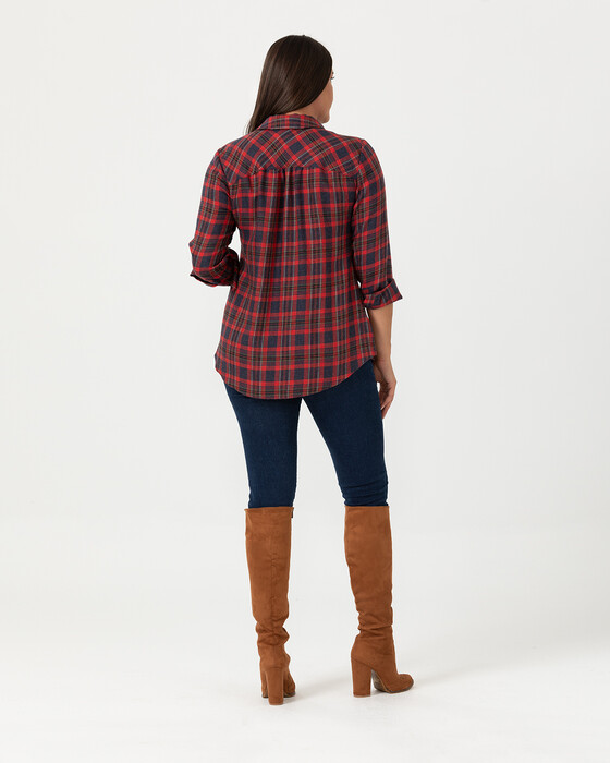 PLUS SIZE SHIRT WITH SQUARE PATTERN