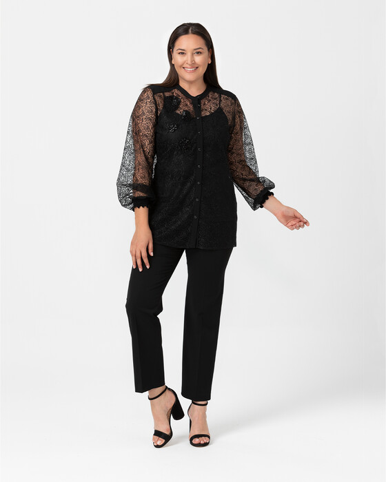 PLUS SIZE TULL SHIRT WITH SEQUINS DETAIL