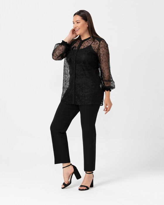 PLUS SIZE TULL SHIRT WITH SEQUINS DETAIL