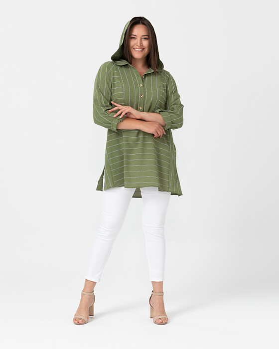 PLUS SIZE BLOUSE WITH HOODIE
