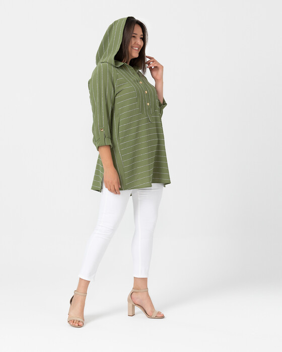 PLUS SIZE BLOUSE WITH HOODIE