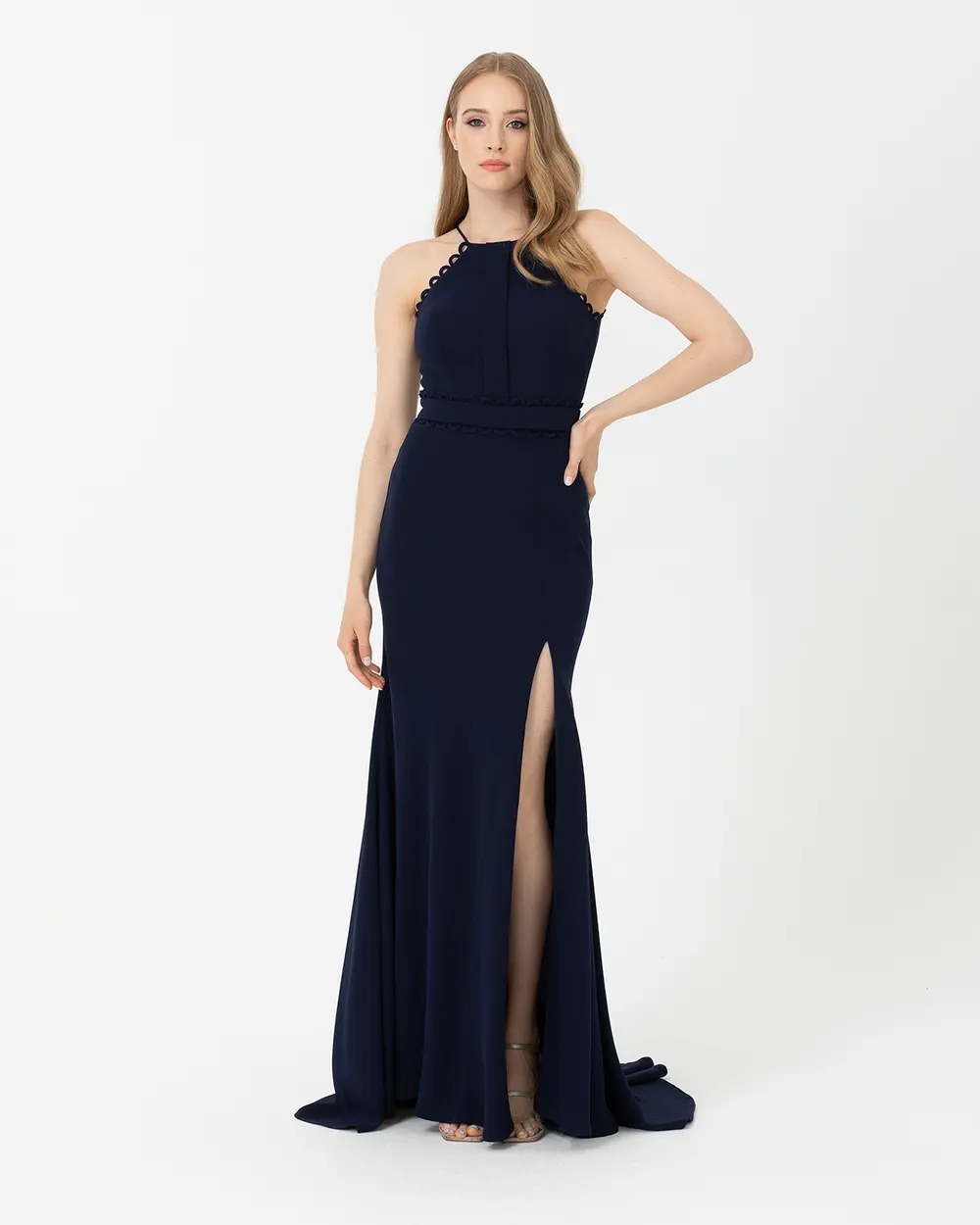 Fish Form Crepe Evening Dress