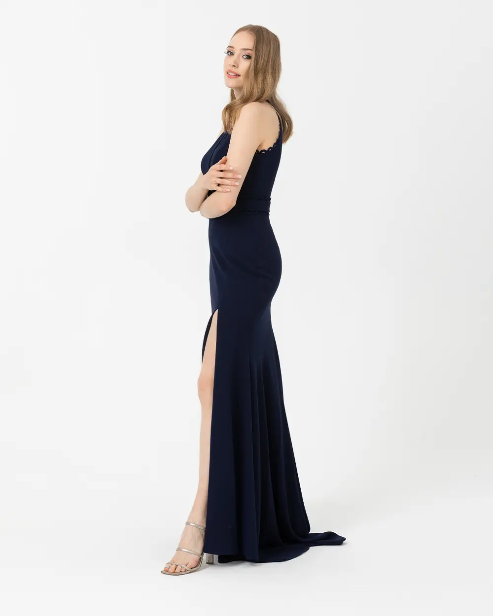 Fish Form Crepe Evening Dress