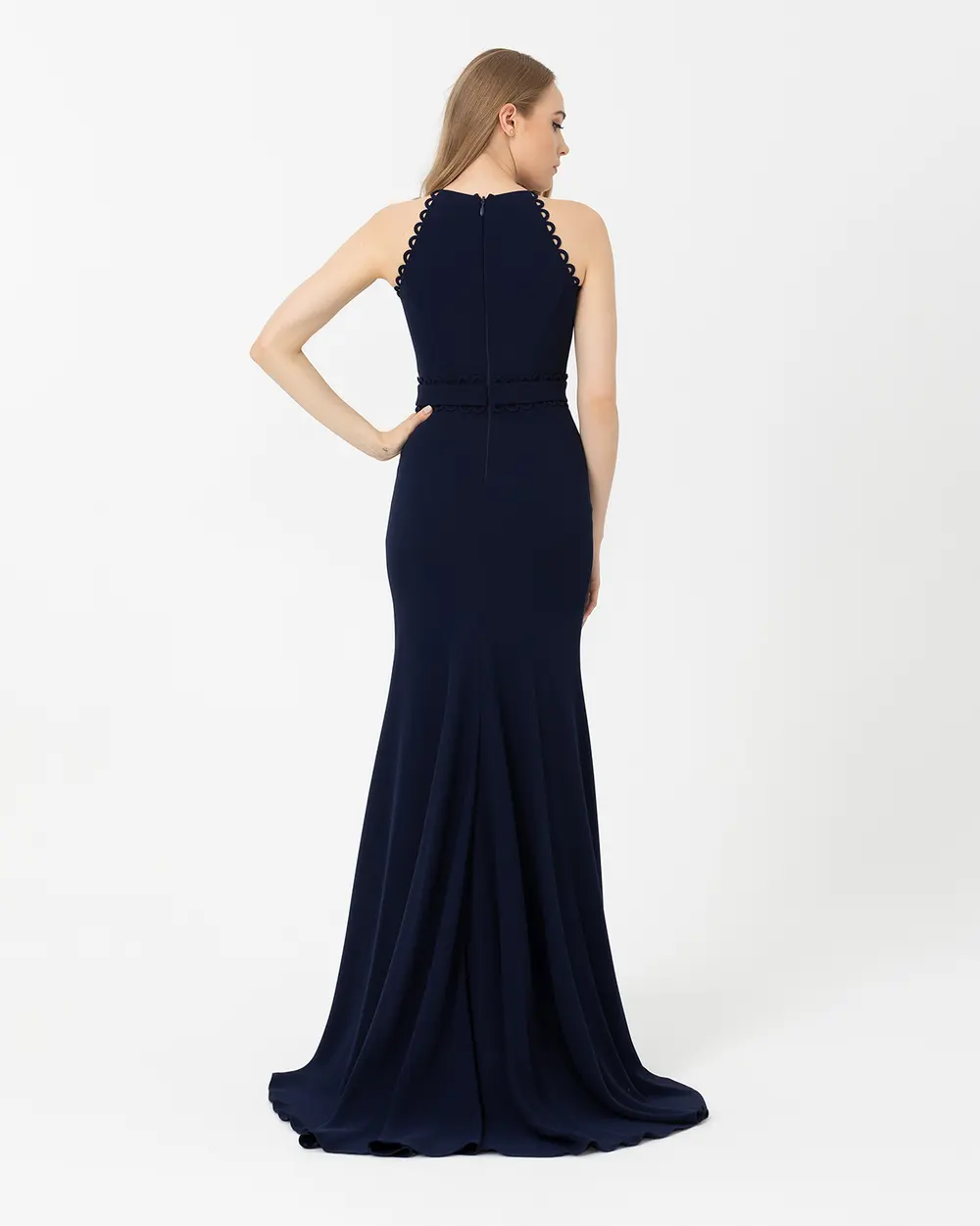 Fish Form Crepe Evening Dress
