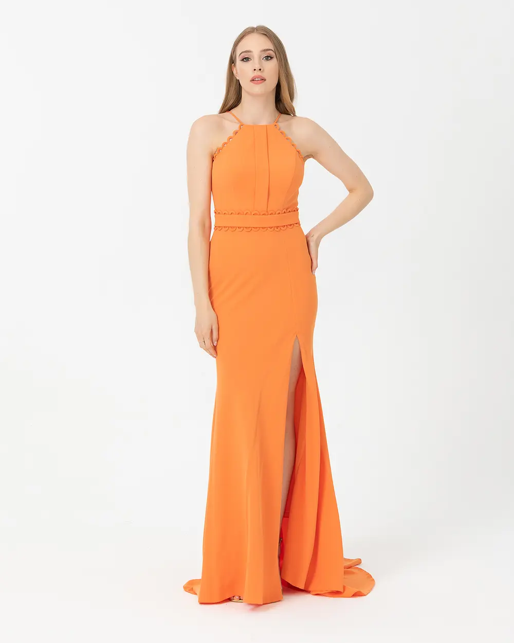 Fish Form Crepe Evening Dress