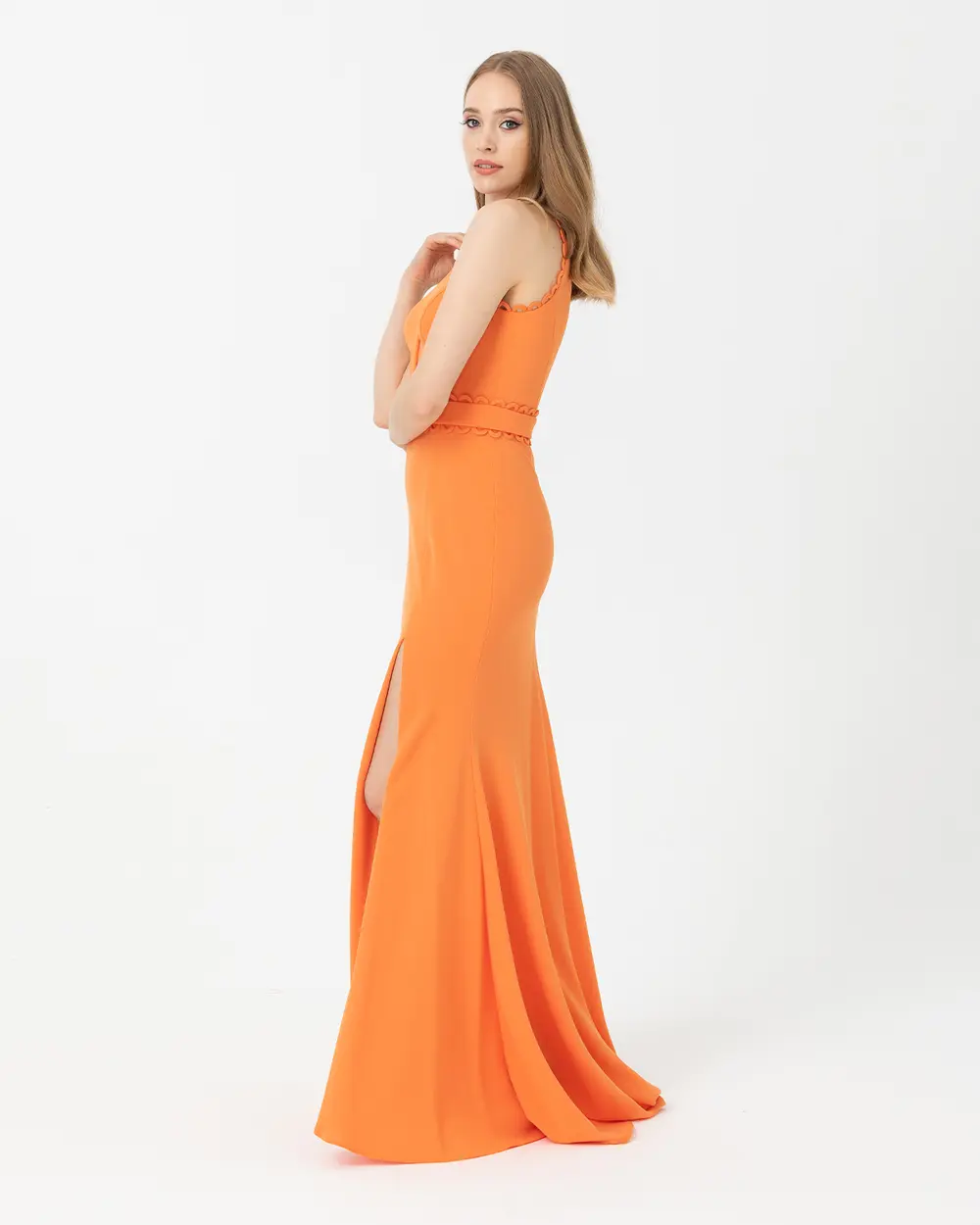 Fish Form Crepe Evening Dress