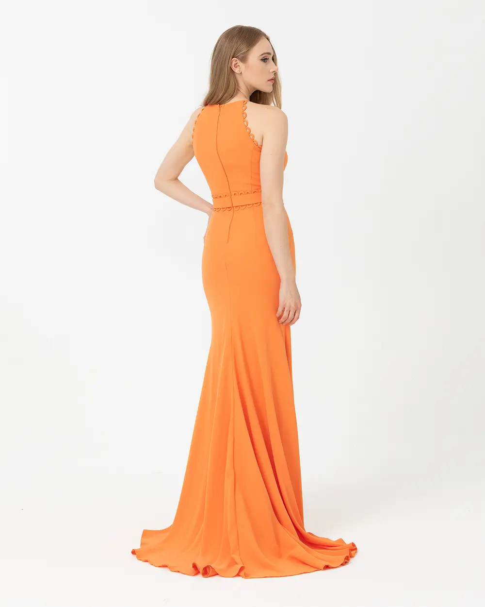 Fish Form Crepe Evening Dress