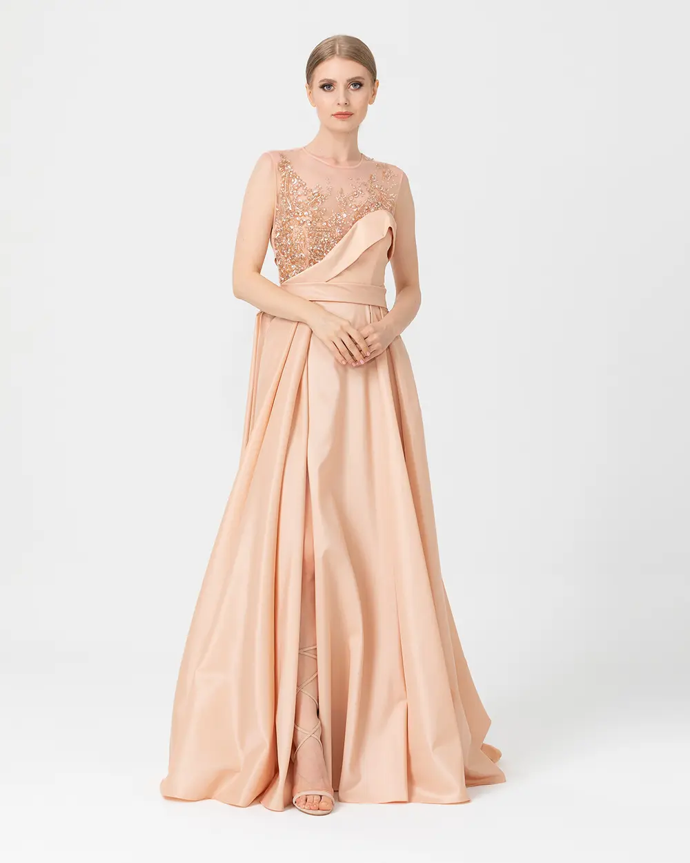 A Kesim Transparan Yaka Tafta Abiye