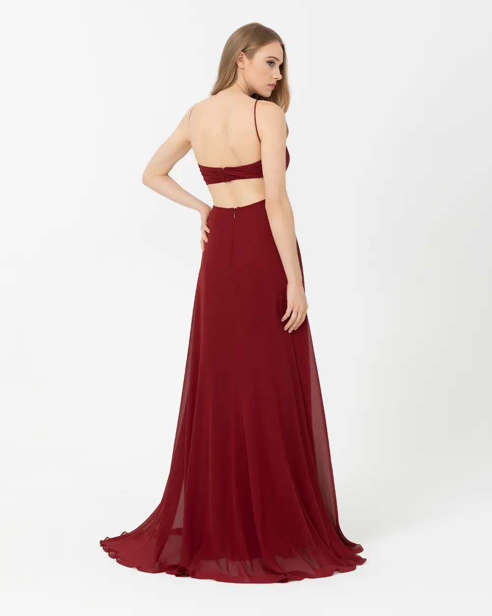 A Kesim Halter Yaka Şifon Abiye