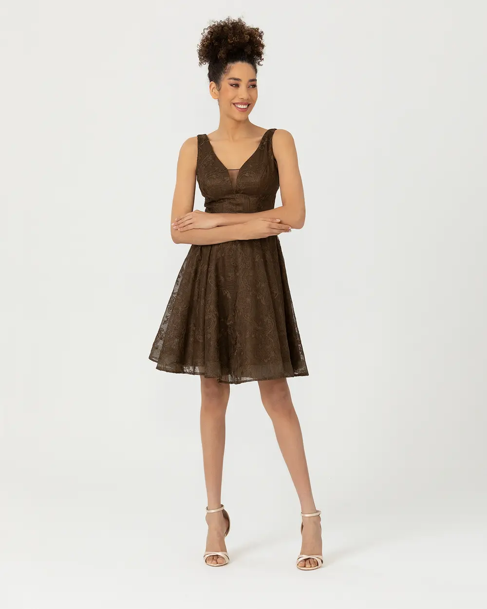 A Kesim V Yaka Keten Abiye