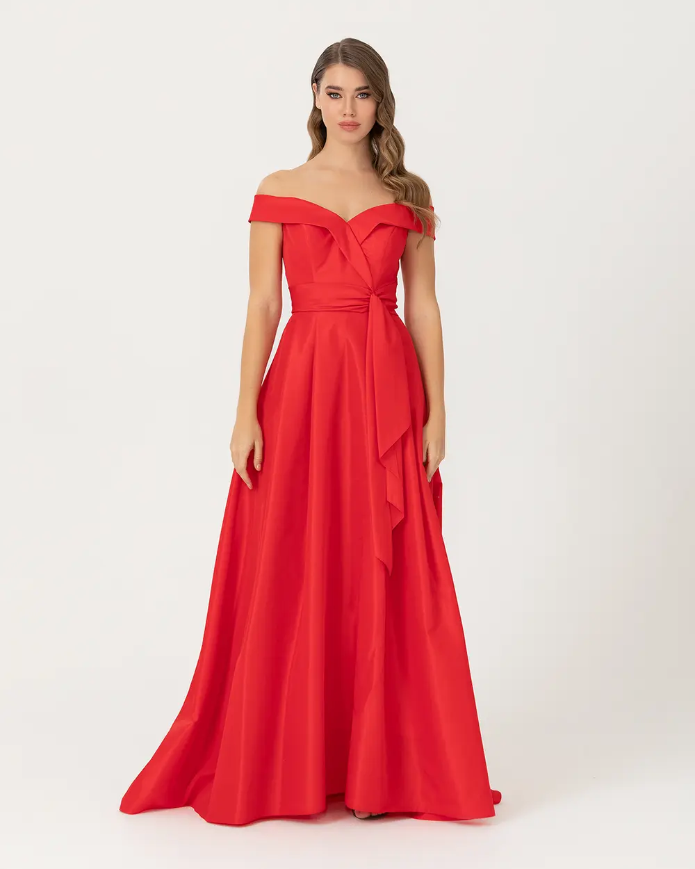 A Kesim Açık Omuz Tafta Abiye