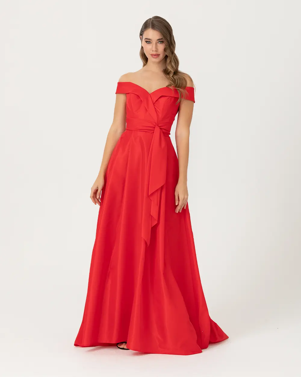 A Kesim Açık Omuz Tafta Abiye