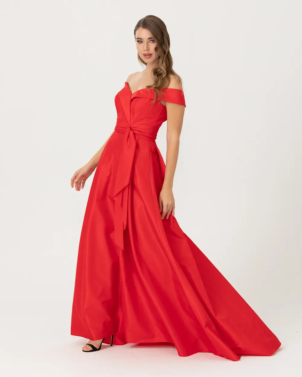 A Kesim Açık Omuz Tafta Abiye