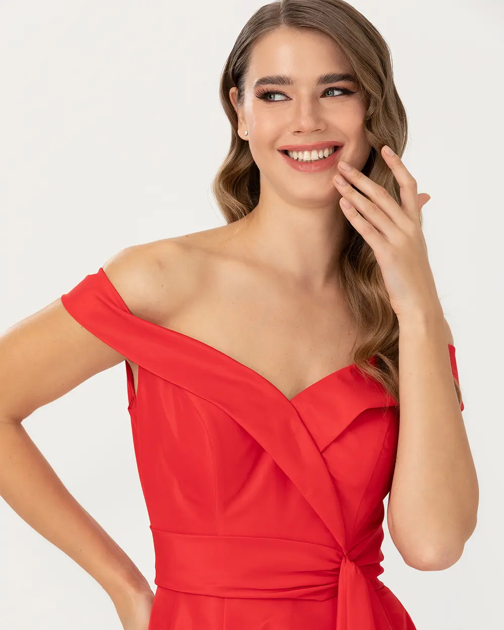 A Kesim Açık Omuz Tafta Abiye