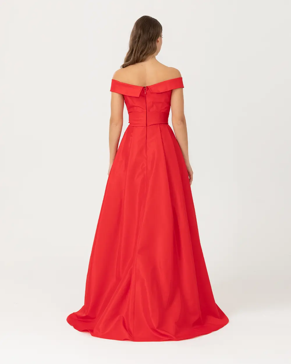 A Kesim Açık Omuz Tafta Abiye