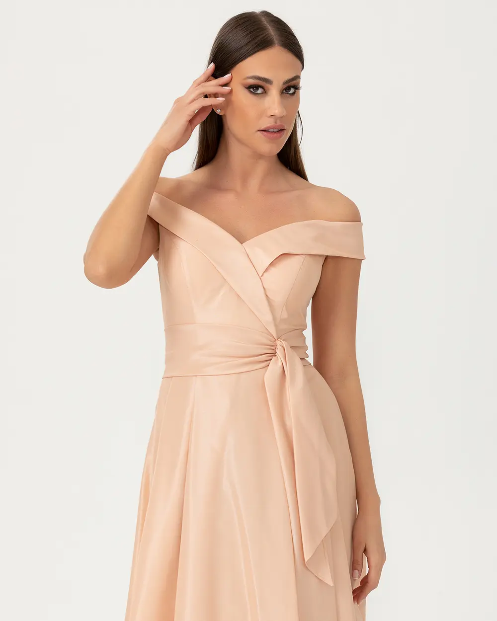 A Kesim Açık Omuz Tafta Abiye