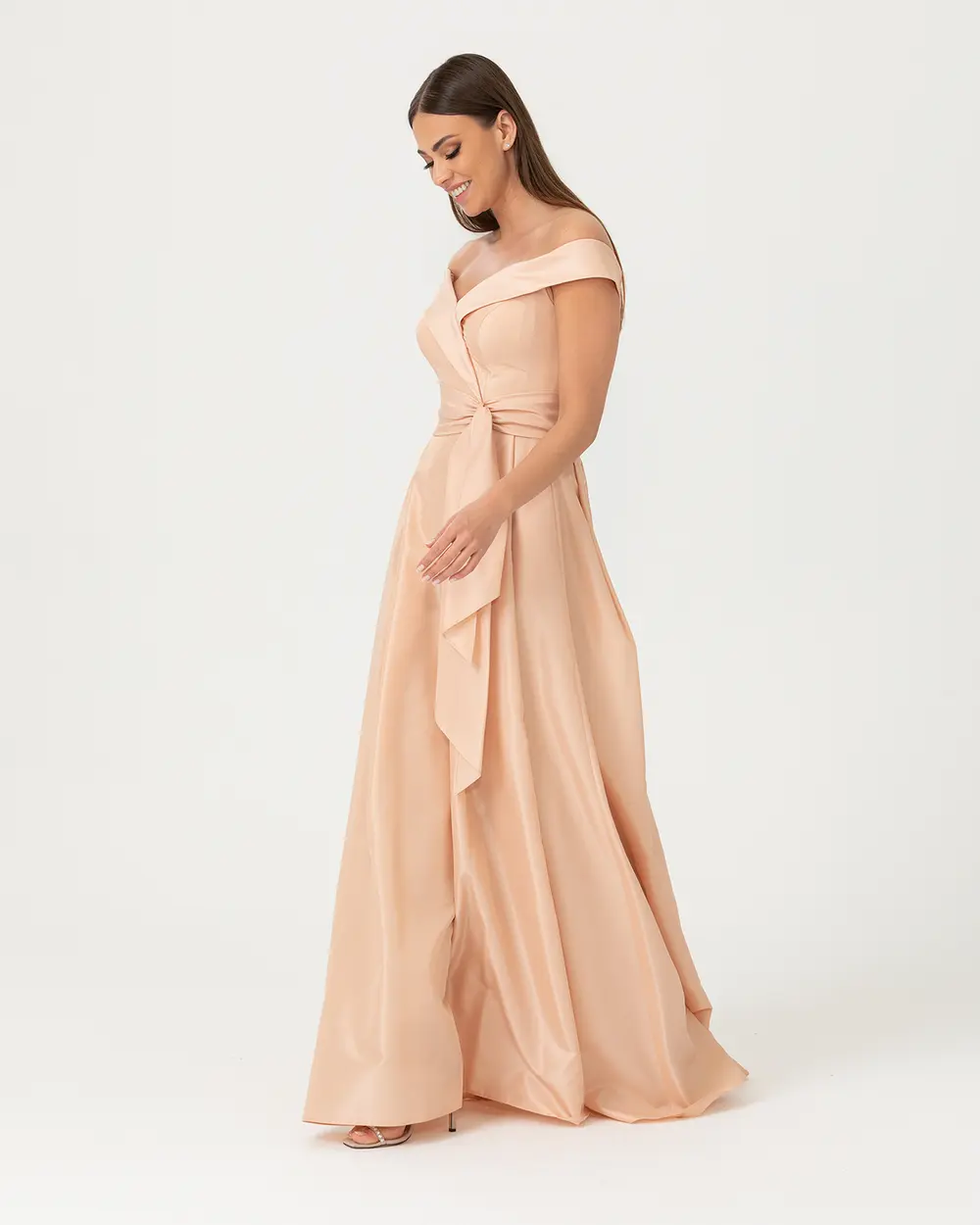 A Kesim Açık Omuz Tafta Abiye