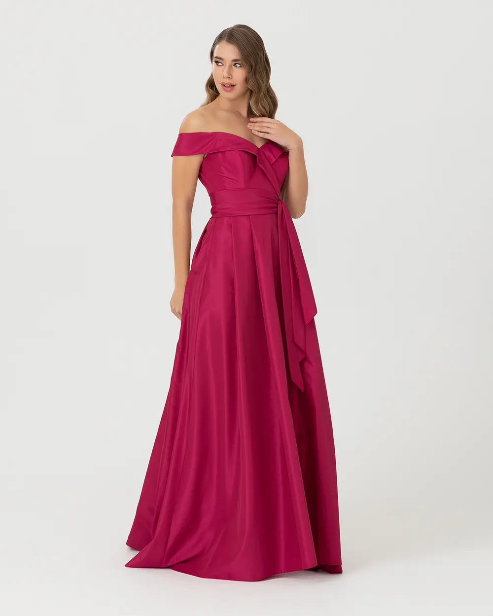 A Kesim Açık Omuz Tafta Abiye