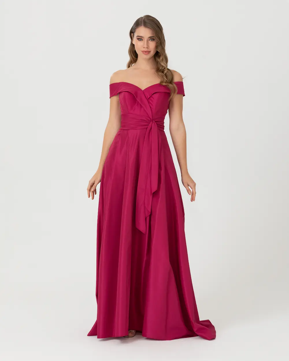 A Kesim Açık Omuz Tafta Abiye