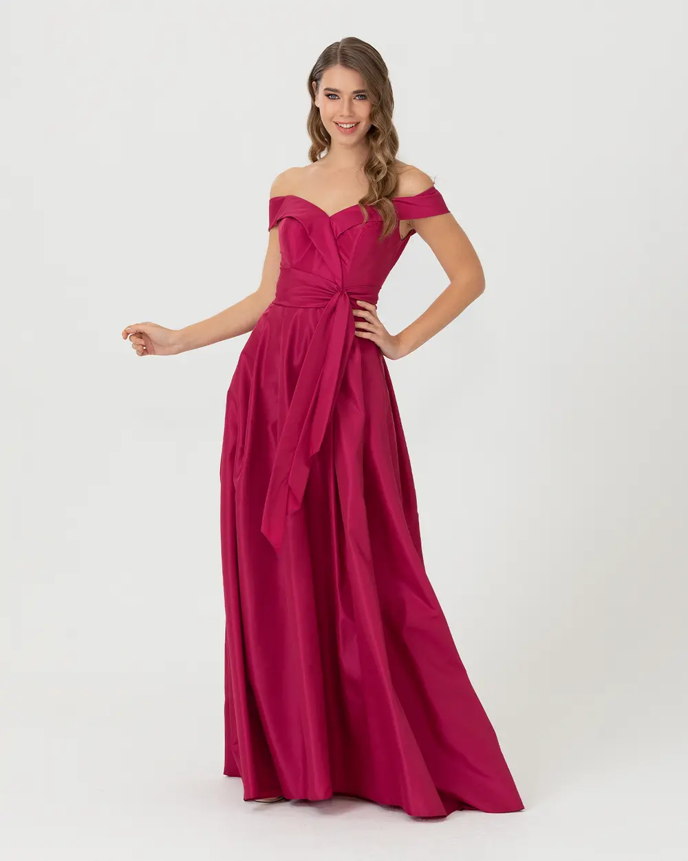 A Kesim Açık Omuz Tafta Abiye