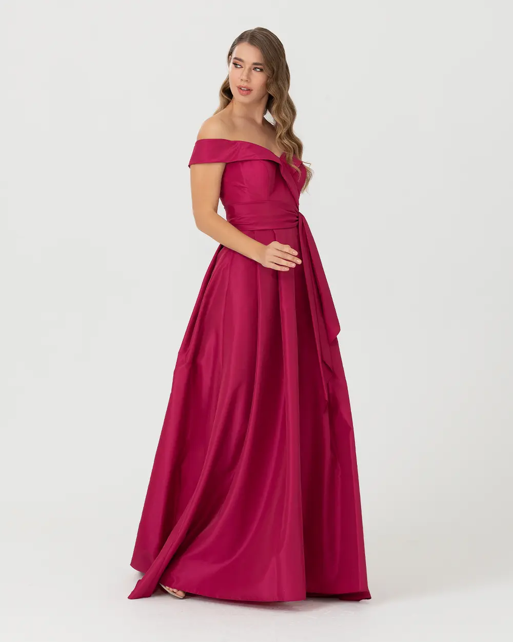 A Kesim Açık Omuz Tafta Abiye