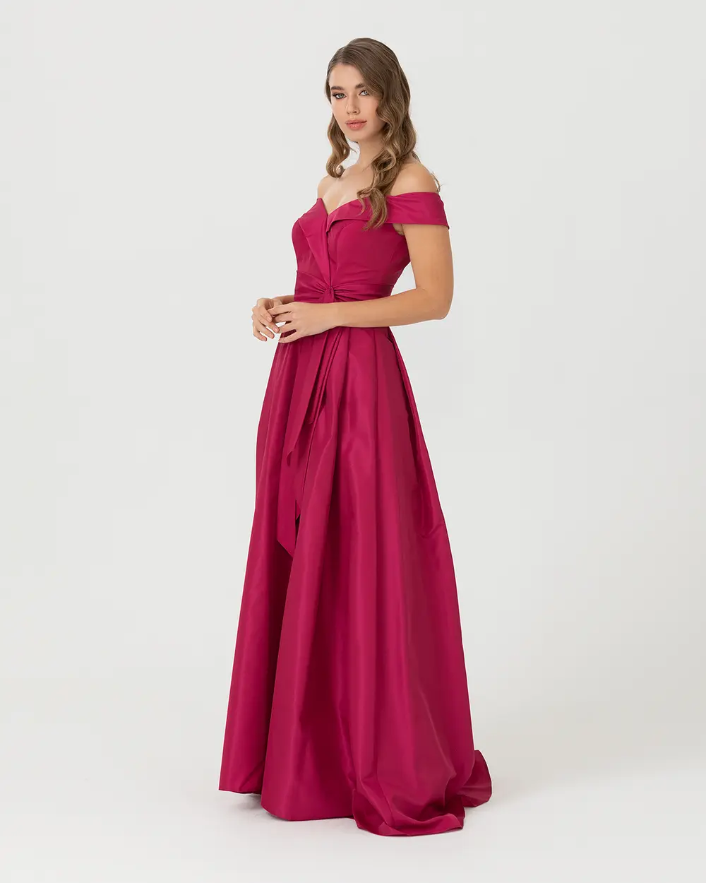 A Kesim Açık Omuz Tafta Abiye