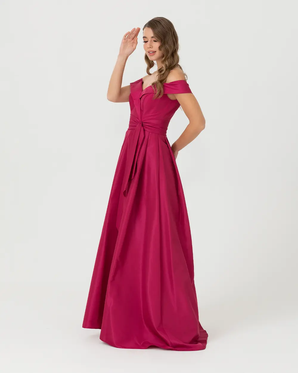 A Kesim Açık Omuz Tafta Abiye