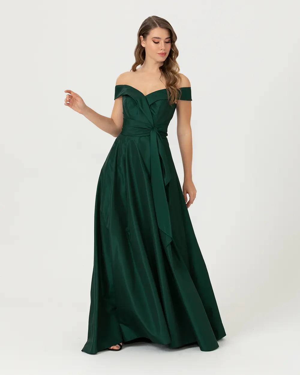 A Kesim Açık Omuz Tafta Abiye