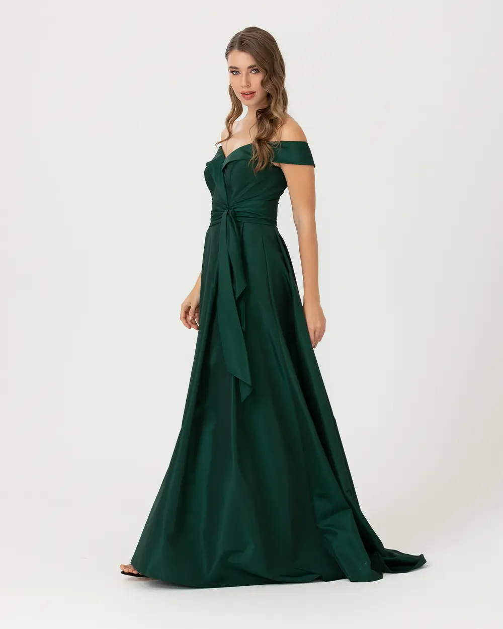 A Kesim Açık Omuz Tafta Abiye