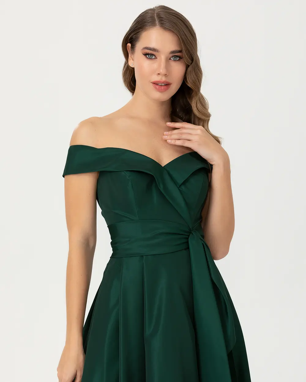 A Kesim Açık Omuz Tafta Abiye