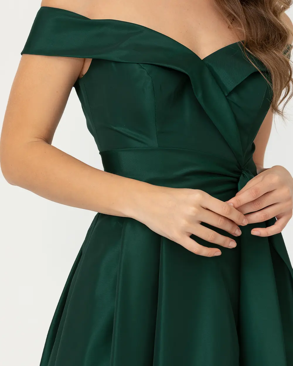 A Kesim Açık Omuz Tafta Abiye