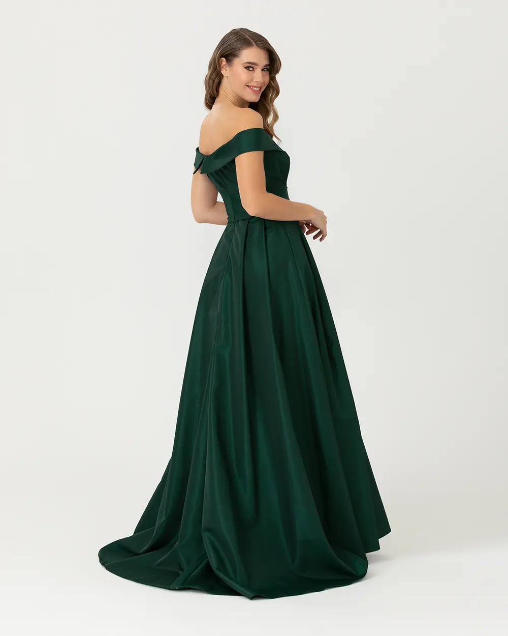 A Kesim Açık Omuz Tafta Abiye