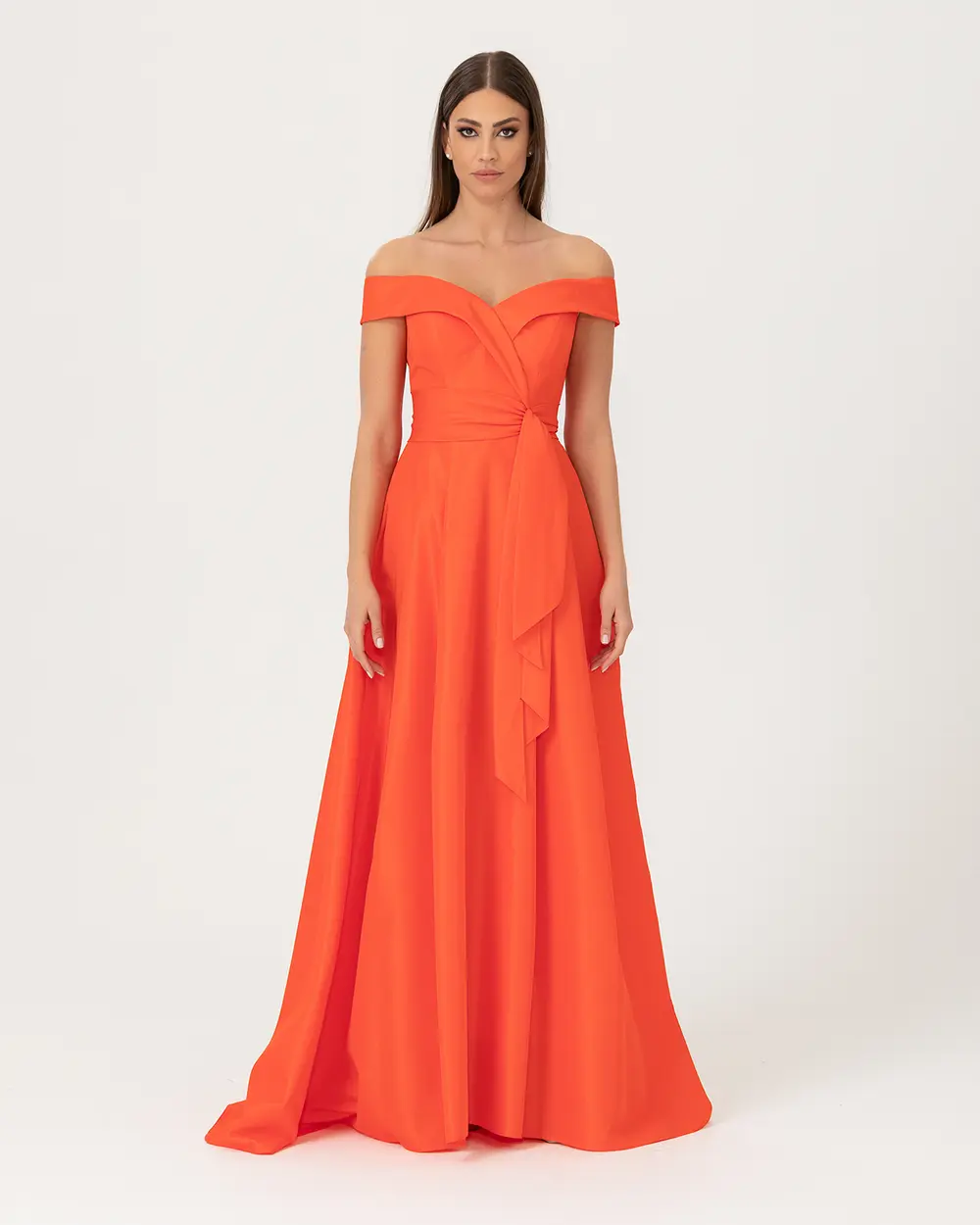 A Kesim Açık Omuz Tafta Abiye