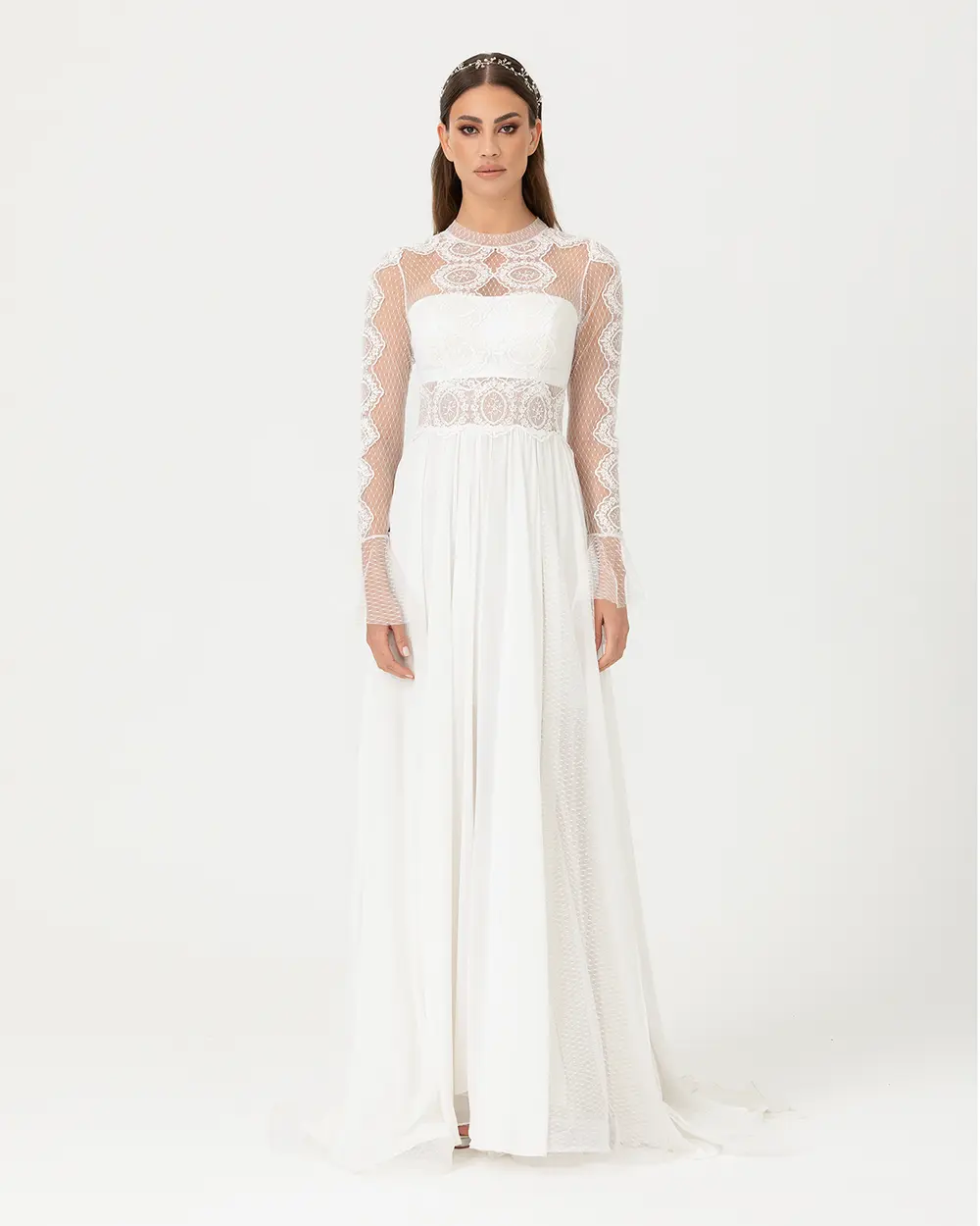 A Cut Zero Collar Tulle Evening Dress