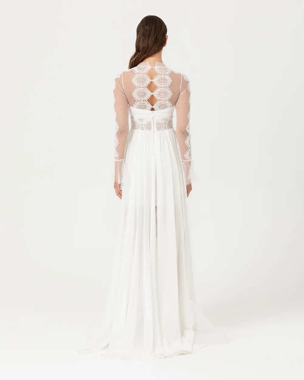 A Cut Zero Collar Tulle Evening Dress