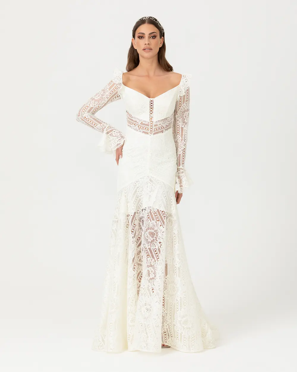 Balık Form Açık Omuz Dantel  Abiye