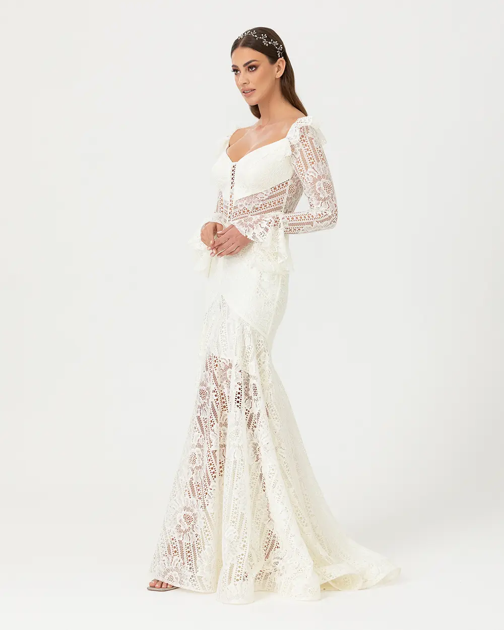 Balık Form Açık Omuz Dantel  Abiye