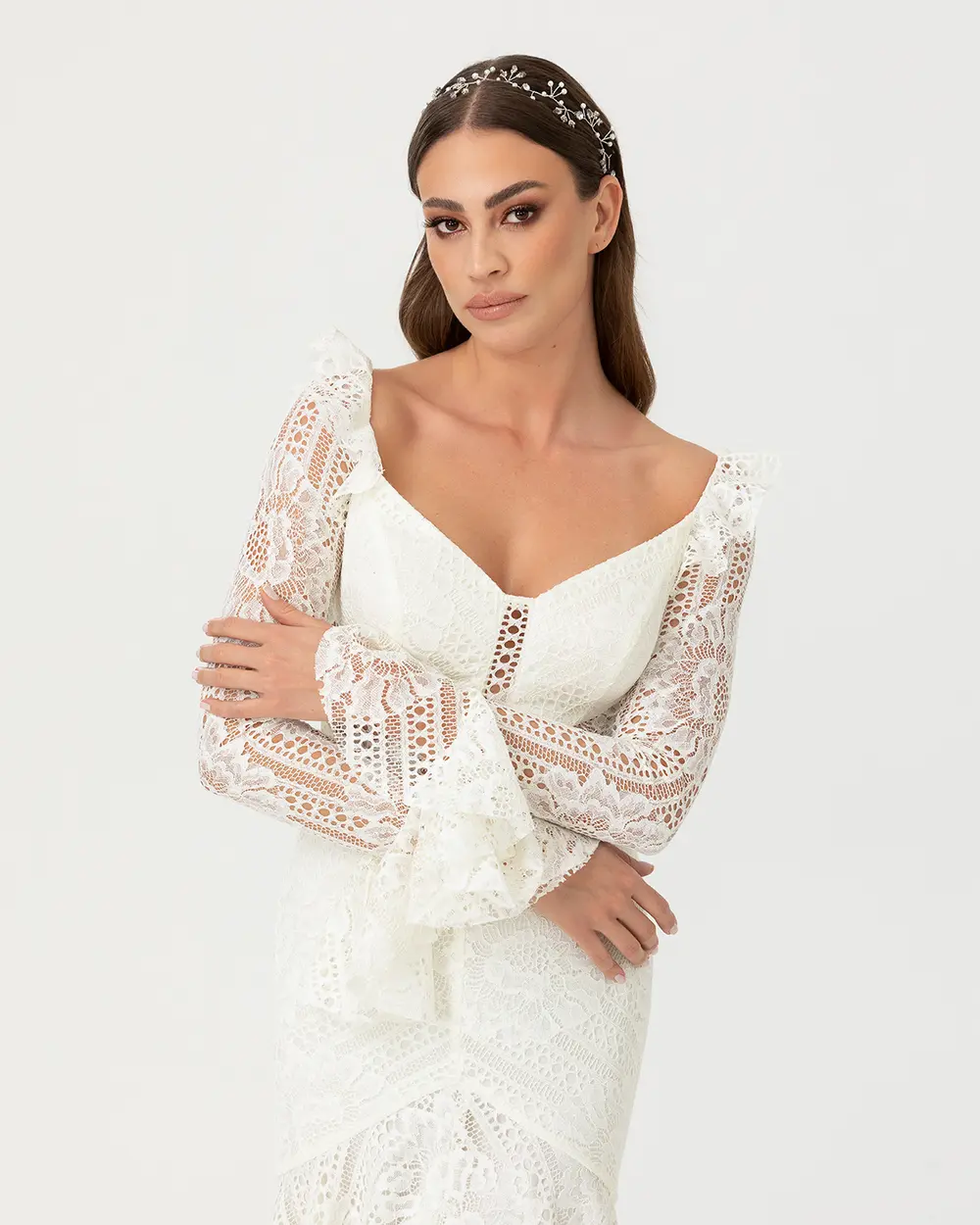 Balık Form Açık Omuz Dantel  Abiye