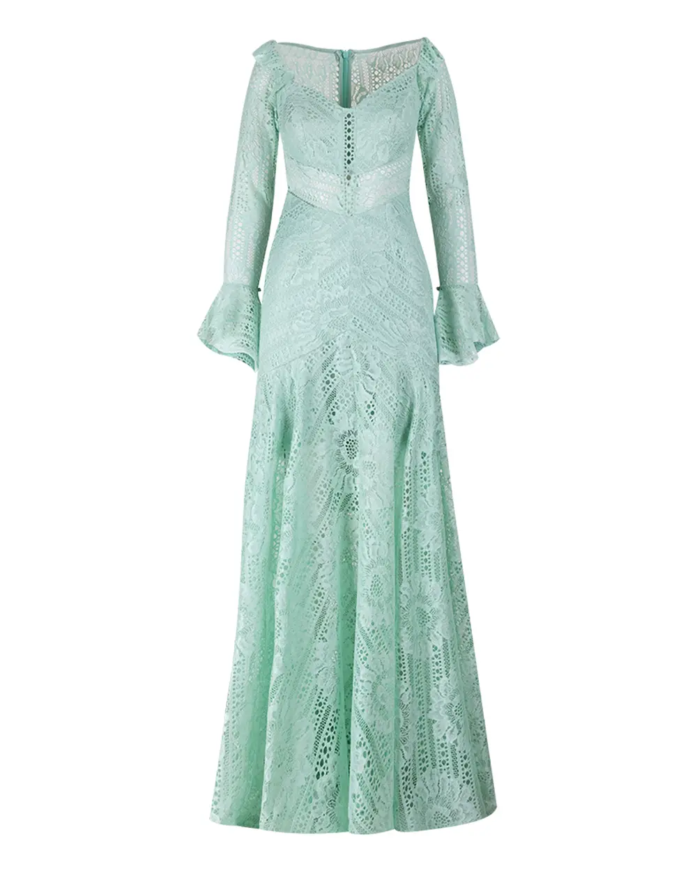 Fish Form Open Shoulder Lace Evening Dress